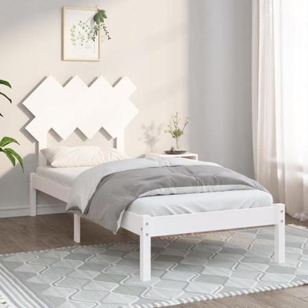 Vidaxl Sängram Vit 90x200 Cm Massivt Trä Vit