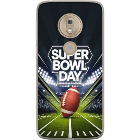 Kompatibelt Mobildeksel til Motorola Moto G7 Play Super Bowl Day plakat med amerikansk fotball på opplyst arena i dramatisk sportsdesign