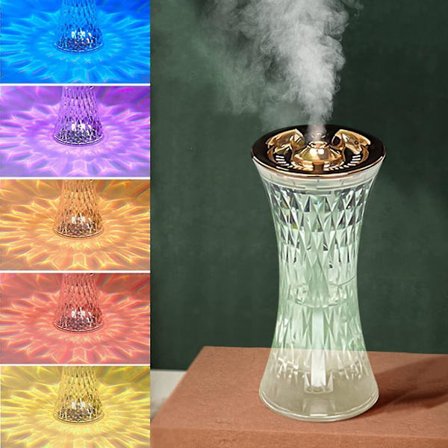 Kristallbordslampa med luftfuktare för sovrum, färgskiftande nattlampa, diamant sänglampa för sovrum vardagsrum present