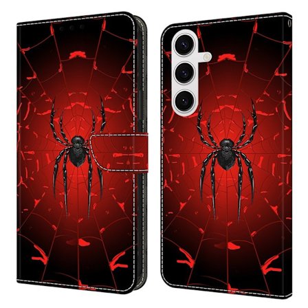 Samsung Galaxy S26 Plånboksfodral Konstläder Flip Ställ Svart Spider