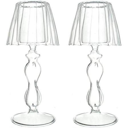 2 st Ljusformade Glasljusstakar, Kristall Ljusstake Mittstycke, Fest Bröllop Middag