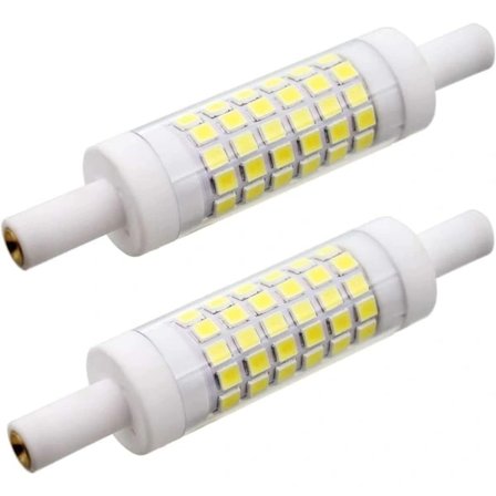 2 LED-pærer R7S 78 mm 5W 15 x 78 mm, Kold hvid 6000K, 220V