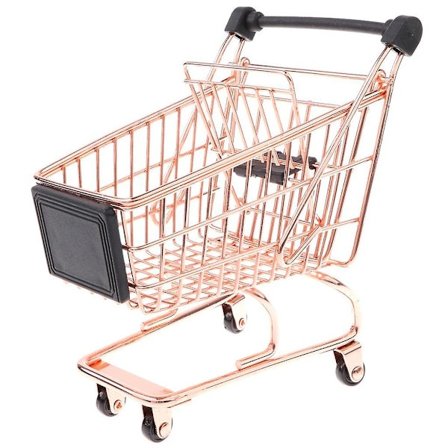 Mini Metallisk Handlevogn Selger Prøve Leker for Barn Rose Gull M