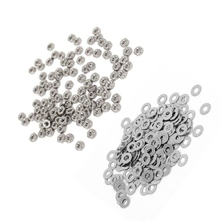 300 stk M2 Rustfrit Stål Fastgørelseselementer: 100 stk DIN934 metriske M2 sekskantsmøtrikker til bolt & 200 stk DIN125 flade skiver