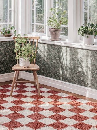 W Szachownicę Dywan Włochacz Chessie - Rdzawa Czerwień/Kość Słoniowa 160X230 W Nowoczesnym Stylu