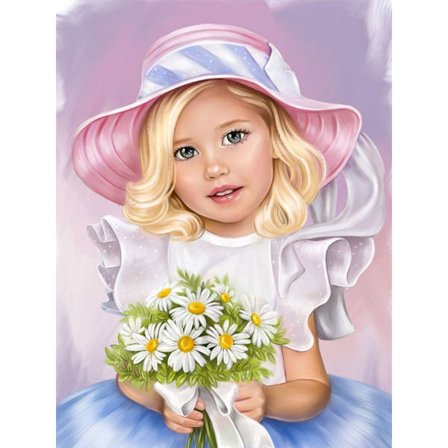 30 x 40 cm, En jente med hatt Diamond Painting Diamond Embroid