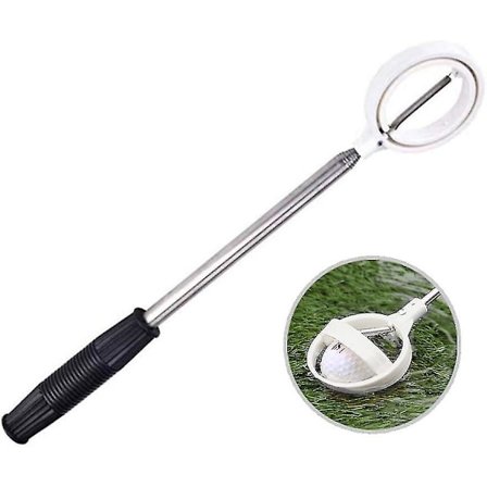 Golfboll med Automatisk Låsande Skopa Golftillbehör Bekvämt Handtag och 8 Sektions Teleskopisk Rostfritt Golfbollsplockare Verktyg Present till 