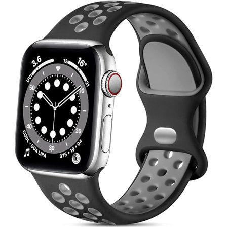 Silikon sportband för Apple Watch-armband, andningsbara ersättningsband för Apple Watch Ultra/Ultra 2/iWatch SE Series 9 8 7 6 5 4 3 2 1