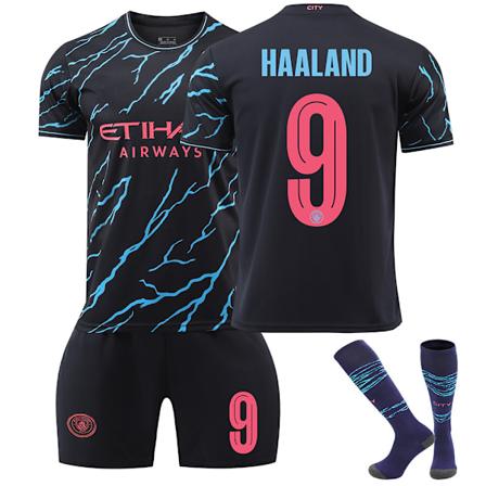 2324 Manchester City toinen vieraspelipaita Champions League -versio nro 9 Haaland -paita setti No.9 Haaland #24(130-140 cm)