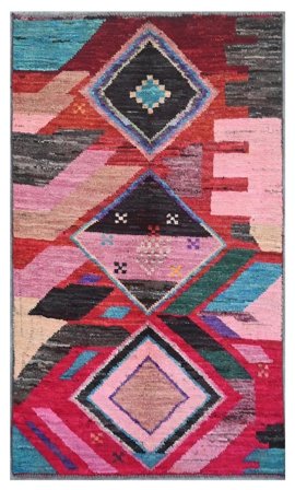 Dywan Berber Colourful 84X152 Ciemnoczerwony/Czarny (Wełna, Afganistan)