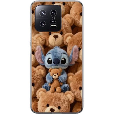 Kompatibelt Mobildeksel til Xiaomi 13 Stitch omgitt av brune teddybjørner med en liten teddybjørn i fanget i en søt og koselig kawaii-design