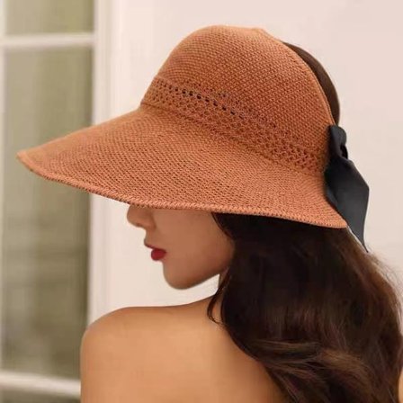 Caramel Straw Hat Dam Strand Solhatt Fällbar Stor Lady Flop