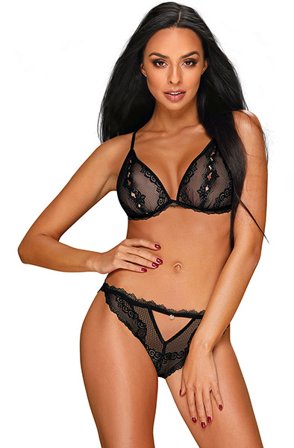 Obsessive Millagro 2-pcs Set Black S/M seksikkäät alusvaatteet