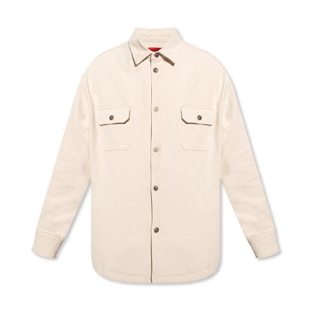 424, Oversize cotton shirt Beige, Heren, Maat:L