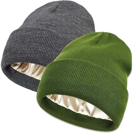 Satiinivuorattu talvipipo, sopii naisille ja miehille, silkkivuori, löysä pipo