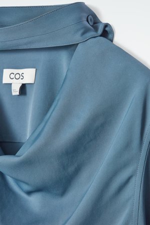 COS Women's Draped Scarf-Detail Blouse in Blue