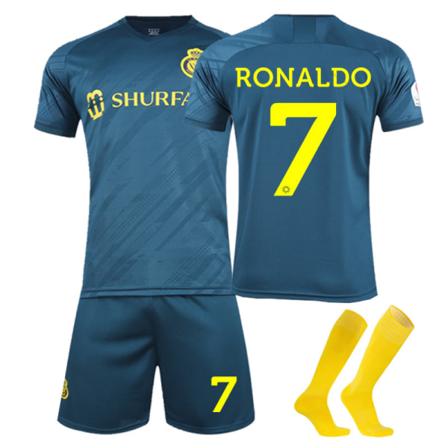 Fotbollskläder för vuxna Al-Nassr FC Bortaställ C Ronaldo Tryckt T-shirt XXL