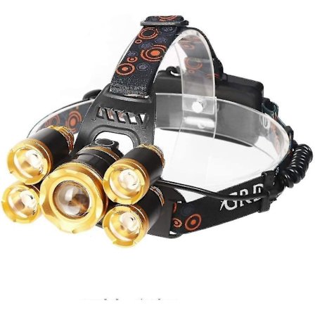 Lyssterk LED-hodelykt, 4 Moduser Super Lys 12000 Lumen 5 LED Hodelykt