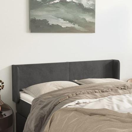 Vidaxl Huvudgavel Med Kanter Mörkgrå 147x16x78/88 Cm Sammet Grå