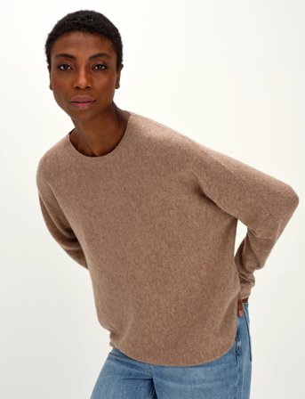 Davida Cashmere Curved Sweater - Brown - S