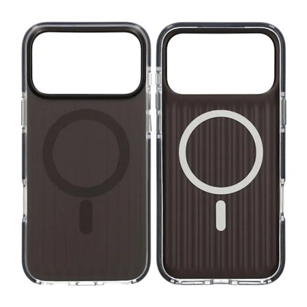 Corrugated suitcase metal paint magnetic suction Case For iPhone 17 Pro Max Black