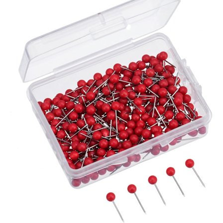 Kartnåler/stifter, 1/8 tommer små, 300 stykker (røde)