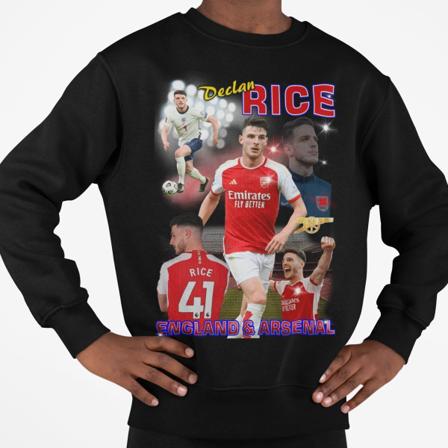 Declan Rise Arsenal & England musta collegepaita M