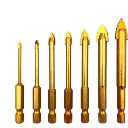 IC Sexkantsborr för betong och cementvägg, elektrisk borr, triangulär borr, 3-10 mm sexkantskaft, 7 st.