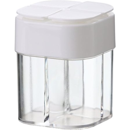 Sukkerskål, transparent krydderikrukke 4 i 1 salt- og peberkrydderiflaske med låg, køkkensikker krydderiopbevaring