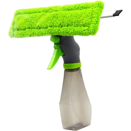 2 i 1 vindusvasker med mikrofiberklut og dusjnal med sprayflaske