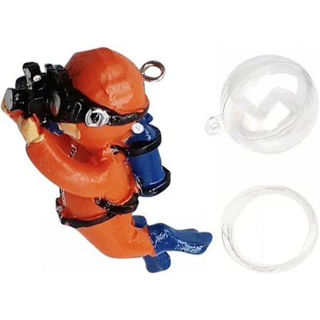 Akvarie flydende dekorationer, flydende dykkerdekor i PVC med nylonforbindelsesline til akvarium (orange kamera-styling)