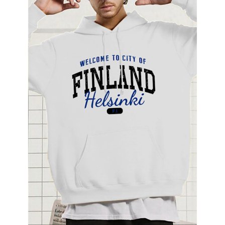 Välkommen till Helsingfors Finland Mönster Herr Casual Hoodie Unisex Långärmad Tröja