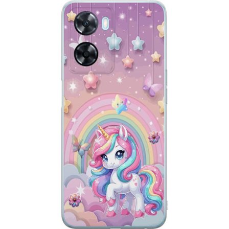 Kompatibel Mobilcover til OnePlus Nord N20 SE Magisk enhjørning med regnbue manke, stjerner og sommerfugle mod en pastelfarvet himmel med skyer