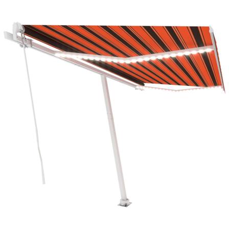 Vidaxl Markis Manuellt Infällbar Med Led 400x300 Cm Orange Och B Orange