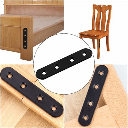 3 stk sorte rette stag, kraftige hjørnestag for tre, reparasjonsplatekontaktforbindelsesbrakett for gjerde, hyller