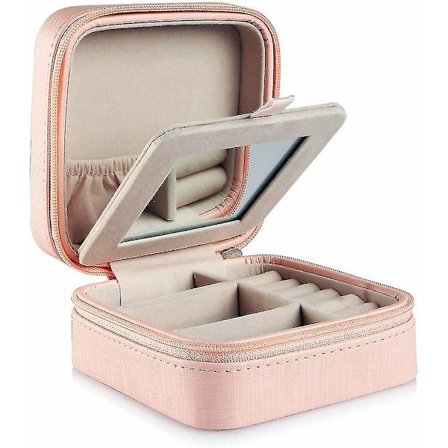 Pieni tekonahkainen matkakorukotelo, järjestäjä, näyttö, säilytyskotelo (hy)