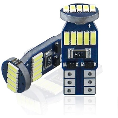 2-pack T10 W5W LED-lampor Canbus Fel-fria 15SMD 4014 Bil LED-lampor 194 168 2825 Vit 6000K