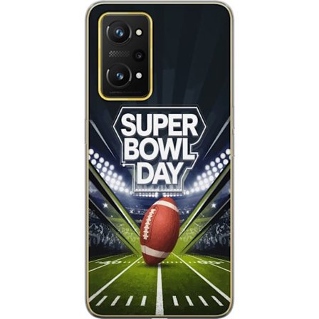 Yhteensopiva Puhelinkuori Realme GT Neo 3T Super Bowl Day juliste, jossa amerikkalainen jalkapallo valaistuksella varustetulla areenalla dramaattisess