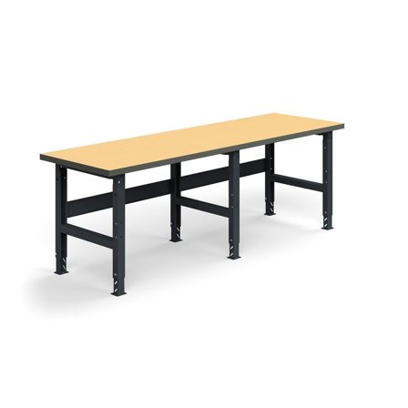 Arbetsbänk TRUST, 2500x760 mm, 300 kg, härdad board