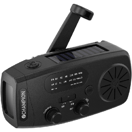 Champion Nordic Vevradio Med Ficklampa Och Solcell Högtalare Svart
