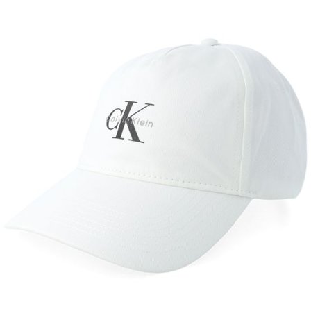 Calvin Klein - Vit unconstructed Keps - Monologo Printed Baseball Cap Bright White Dad Cap @ Hatstore
