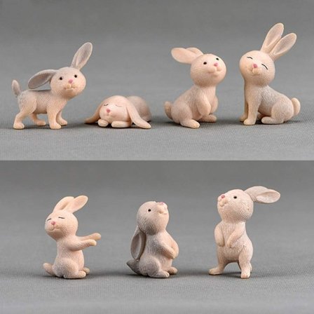 *7 søte kanin-simulerings mini-dyr plastmodell dukke tegneserie m*