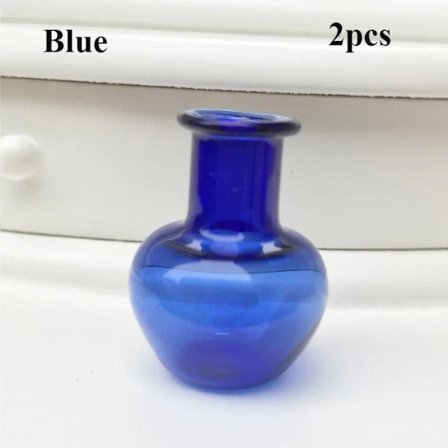 2 st Mini Glasvas Köksdekoration BLÅ Blå