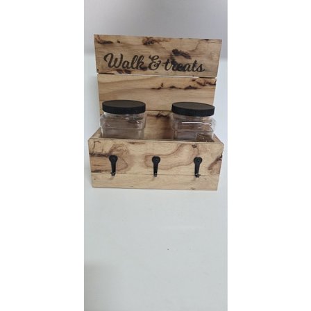 Belønningskrukke til hunde, Hunde, Træ, Belønning, Slik, Stykker, Hundekiks, Opbevaringskrukke, 2 Krukker, Walk & Treatswood