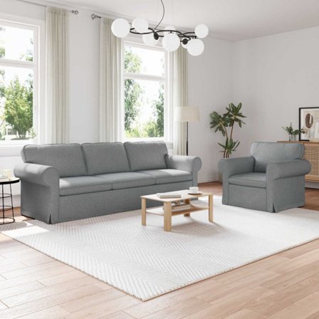 Soffa 210cm 2 pcs Ljusgrå Metall