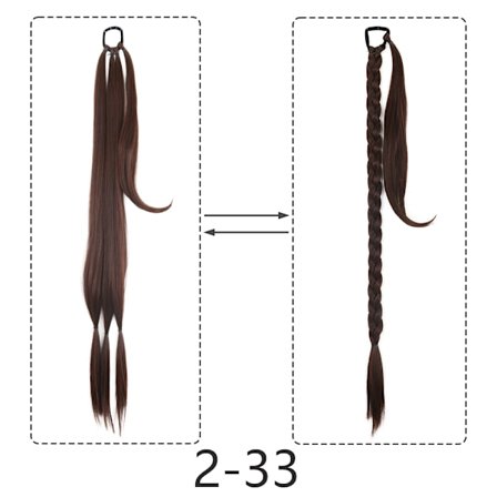 34" Erikoispitkä poninhäntä hiussolmiolla synteettinen punos poninhäntäpidennys Luonnolliset mustat hiukset Suorat tekohiukset itse punottu