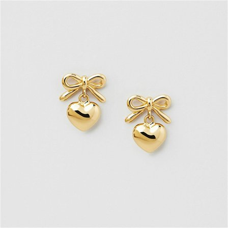 Bow Heart Studs - 24K GULLBELAGT STERLINGSØLV