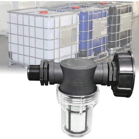 1000L Tank Connector Tap, Havevandslange Samling til Regnvandsopsamlere med Filterfunktion, S60x6 IBC Vandtank Adapter (3/4'' Udvendigt Gevind)