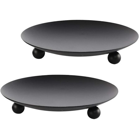 Svart järnplatta ljusstake, dekorativ järnpelare ljusstake,