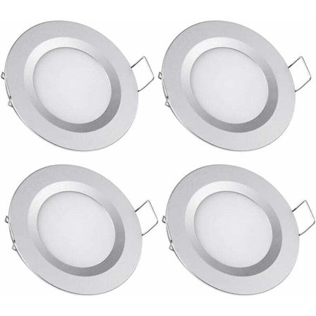 4 x 12V LED Upotettu kohdevalo, reikä 58-65mm, 3W 3200K Upotettu kattovalo matkailuautoon, veneeseen, asuntovaunuun, pakettiautoon, jahtiin, lämmin 